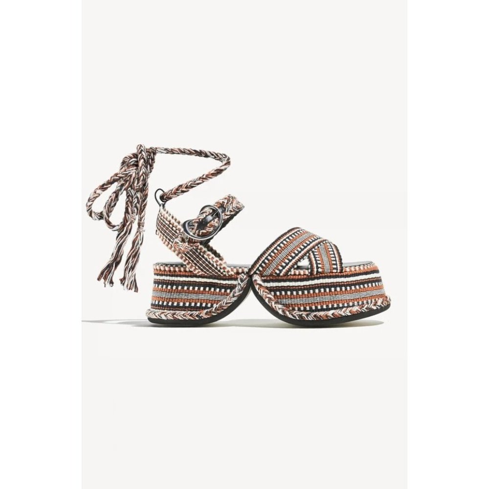 Amambaih Beatriz Wrap Sandals in Cognac